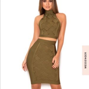 House of CB Two Piece Khaki Set